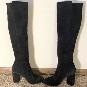 Tall Black Stuart Weitzman Suede Boots, Size 8